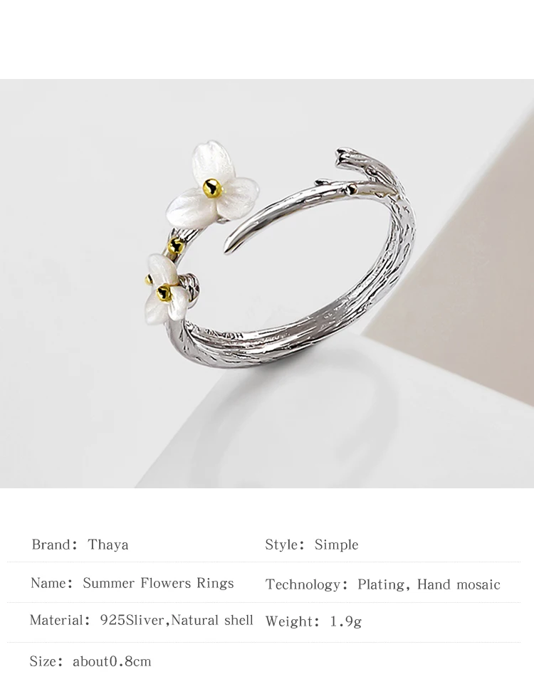 Thaya Летний Цветок Ювелирные наборы 925 пробы серебро натуральный корпус кольцо серьги наборы для оригинального дизайна женские ювелирные изделия