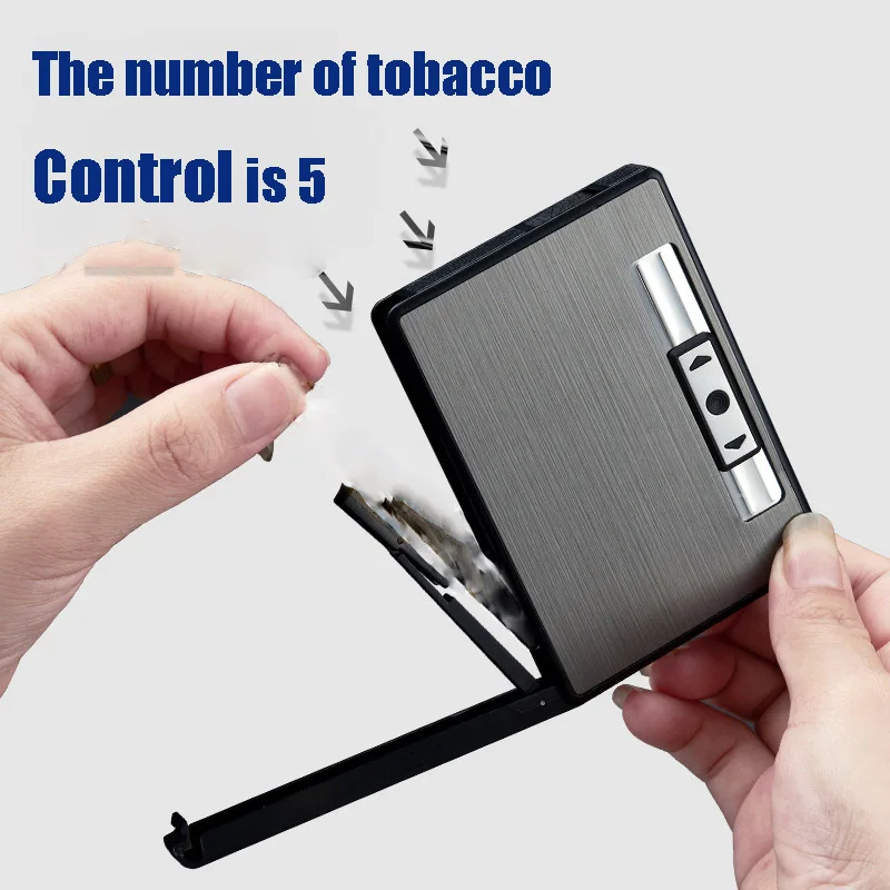 100pcs/lot Creative Windproof Automatic Cigarettes Charging USB Lighter Electronic smoking Lighter Portable Metal 5 Sticks box