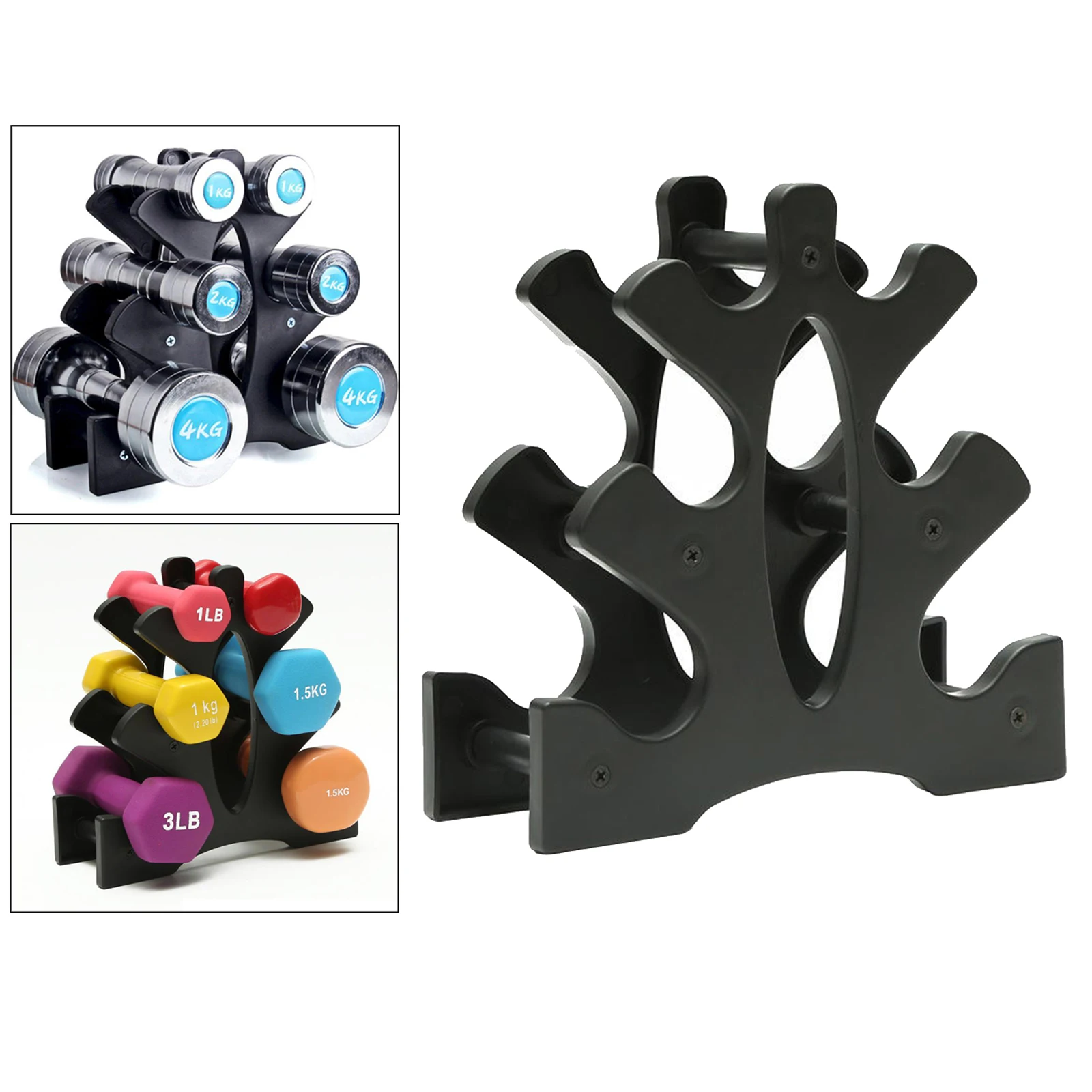 Dumbbell Rack Stable Hand Weights Holder 6 Dumbbells Tree Stand Accessories