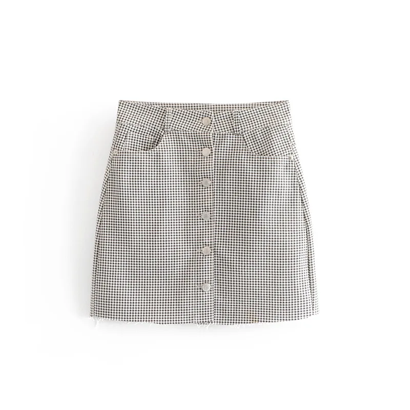 

2019 Spring Europe And America WOMEN'S Dress New Style Thousands of Birds Denim Skirt WOMEN'S Short Skirt 983