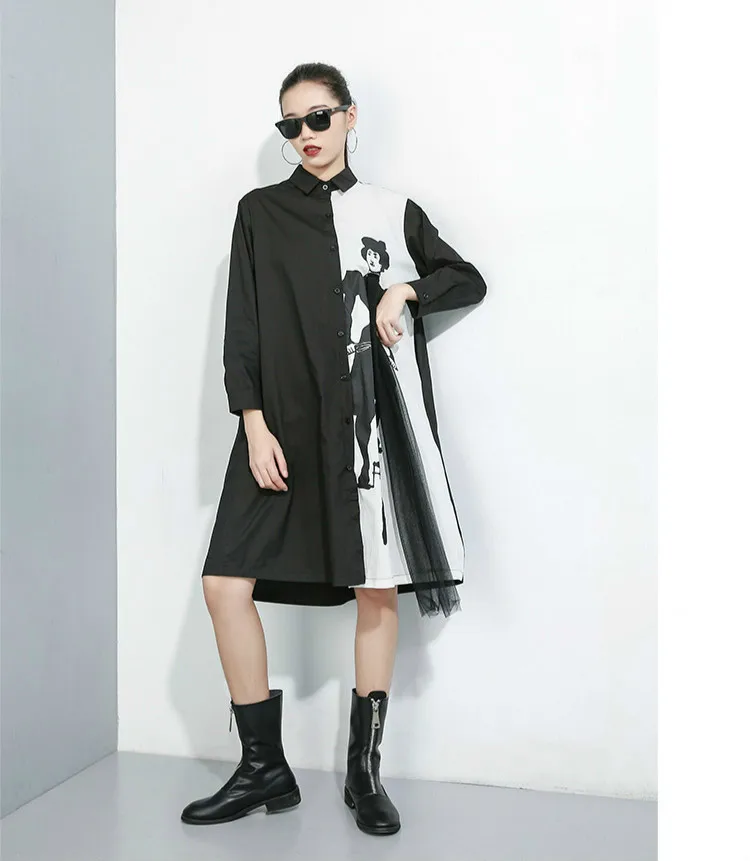 Max LuLu модные корейские женские готические Топы хлопковые блузки женские осенние длинные рубашки с принтом Повседневная одежда Лоскутная кружевная одежда