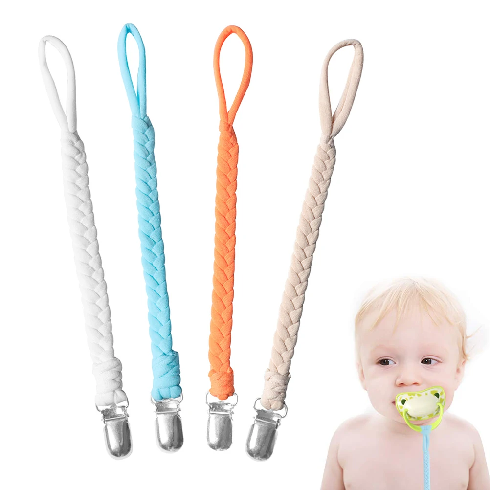 

4PCS Baby Pacifier Chains Anti-fall Pacifier Clips Braided Pacifier Holder Anti-Dirty Rope Pacifier Chain Holder 35cm