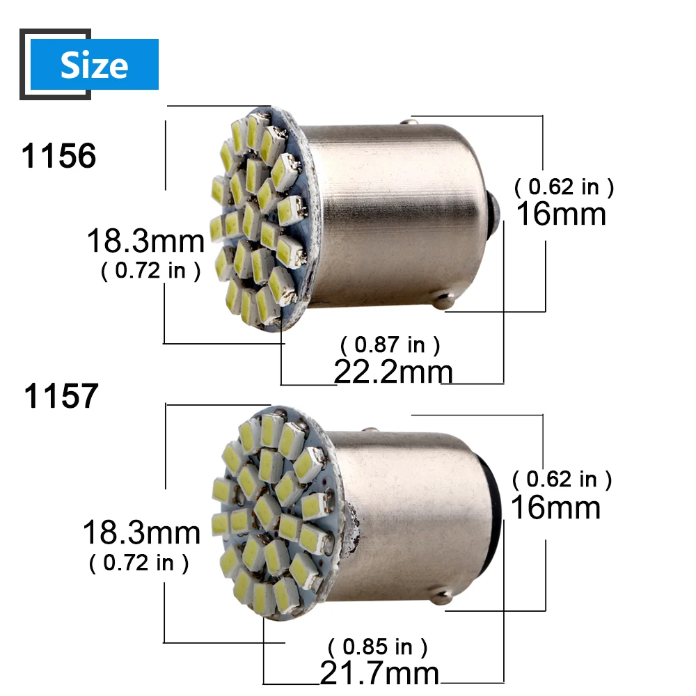10 шт. Автомобильные светодиодные лампы 24 В 1206 22 SMD 1156 BA15S P21W 1157 BAY15D P21/5W S25|indicator