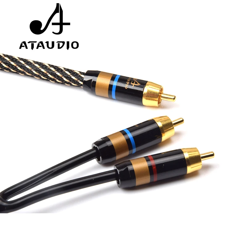 ATAUDIO HIFI RCA to 2 RCA Subwoofer  cable High Quality One Sub-2 Splitter Y RCA Cable