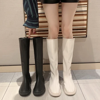 

Long boots women's fall 2020 new flat bottom wild net red thin shoes handsome but knee-length boots ins tide