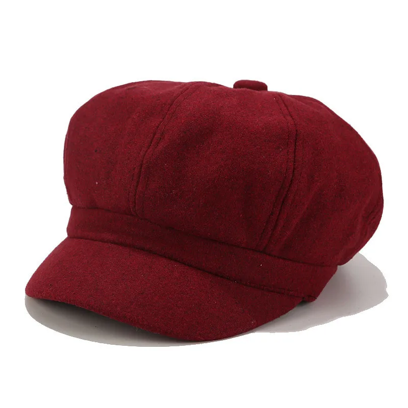 Винтажная женская зимняя однотонная шапка берет шапка корейский живописец газетчик береты