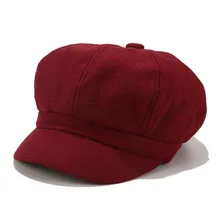 Винтажная женская зимняя однотонная шапка берет шапка корейский живописец газетчик береты