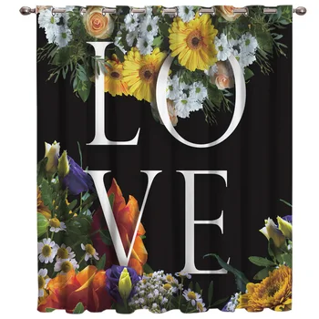 

Valentine'S Day Love Room Curtains Large Window Living Room Blackout Indoor Fabric Decor Kids Window Treatment Hardware Sets