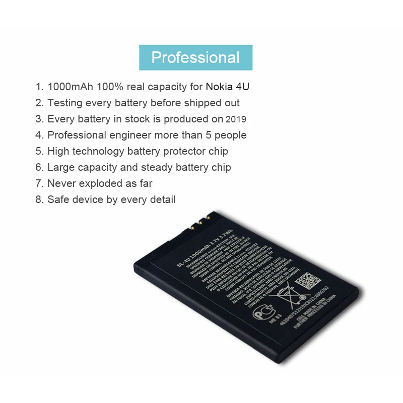 Аккумулятор для телефона PINZHENG Nokia BL 4U BL4U E66 5530 5730 Сменный аккумулятор 4U|battery for|battery