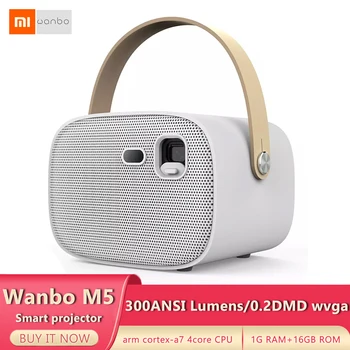 

Xiaomi Wanbo M5 Smart Projector Global Version 300ANSI Lumens 1080P 4.0 2.4G&5G Double WIFI Support Bluetooth Mini Projection
