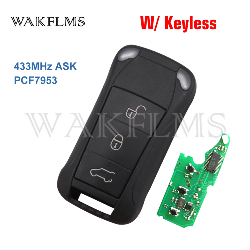 Keyless Full Smart Flip Remote Car Key Fob 433MHz PCF7953A For Porsche