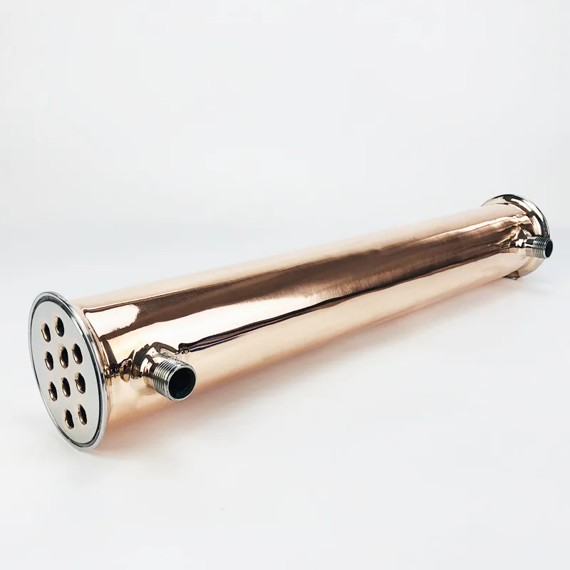 

Free Shipping 3"(76mm) OD91mm,Copper Condenser,Length 500mm,10 Pipes Inside ID 12mm,Connection 1/2" Male Thread