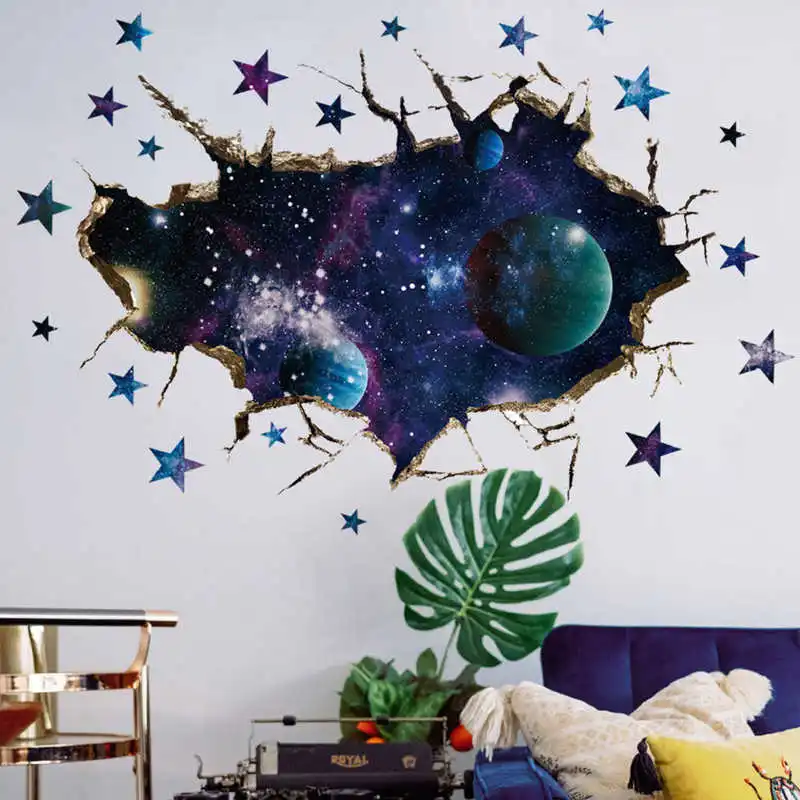 DIY Wall Sticker 3-Dimensional Star Universe Deacls Living Room Bedroom Decoration | Дом и сад