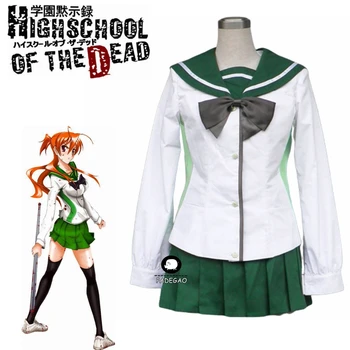 

Anime HIGHSCHOOL OF THE DEAD Miyamoto Rei Women School Uniform Short Skirt Halloween Cosplay Costume Customize Free Shipping