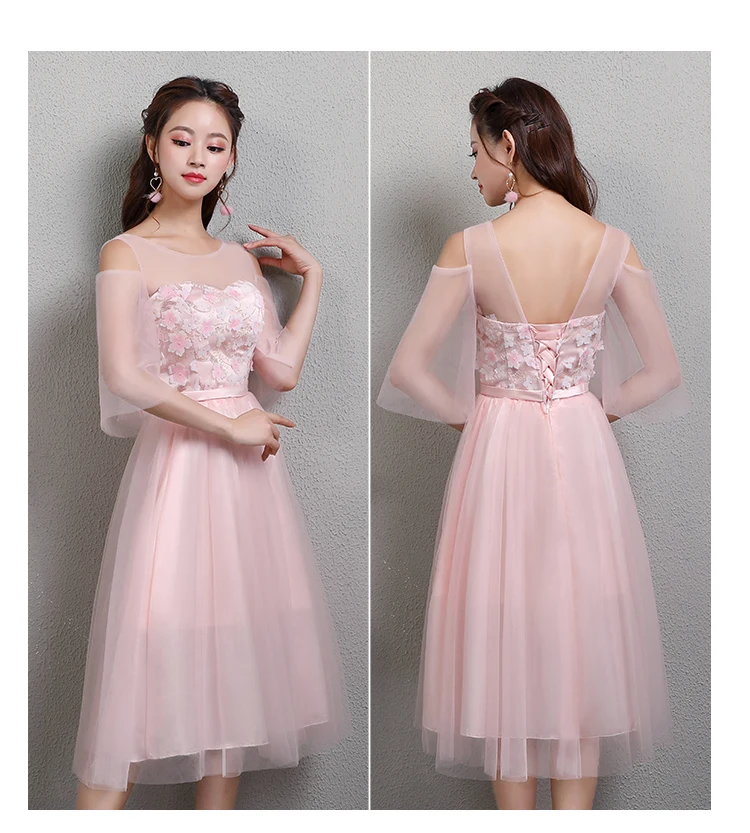 Vestido Azul Marino/розовые элегантные женские платья для подружек невесты больших размеров, вечерние и свадебные платья длиной до колен, сексуальное платье для Бала-сестры