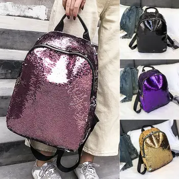 

Women Lady Sequin Backpack Girls School Backpack Travel Shoulder Bag