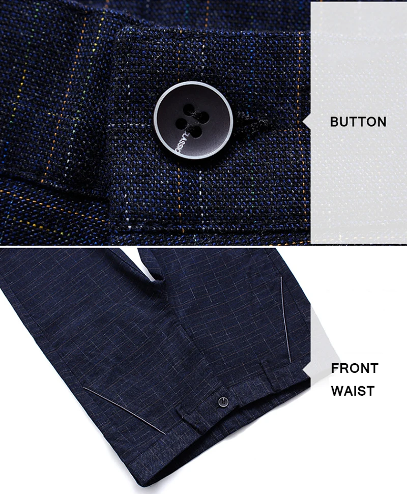 Korean Style Fashion Men Jeans Black Blue Gray Color Elastic Casual Business Pants Designer Slim Fit Smart Plaid Pants Men