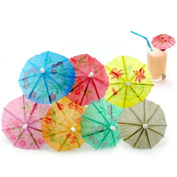 

144Pcs/Box Paper Drink Cocktail Parasols Umbrellas Luau Sticks POP Party Wedding Paper Umbrella Decoration High Quality
