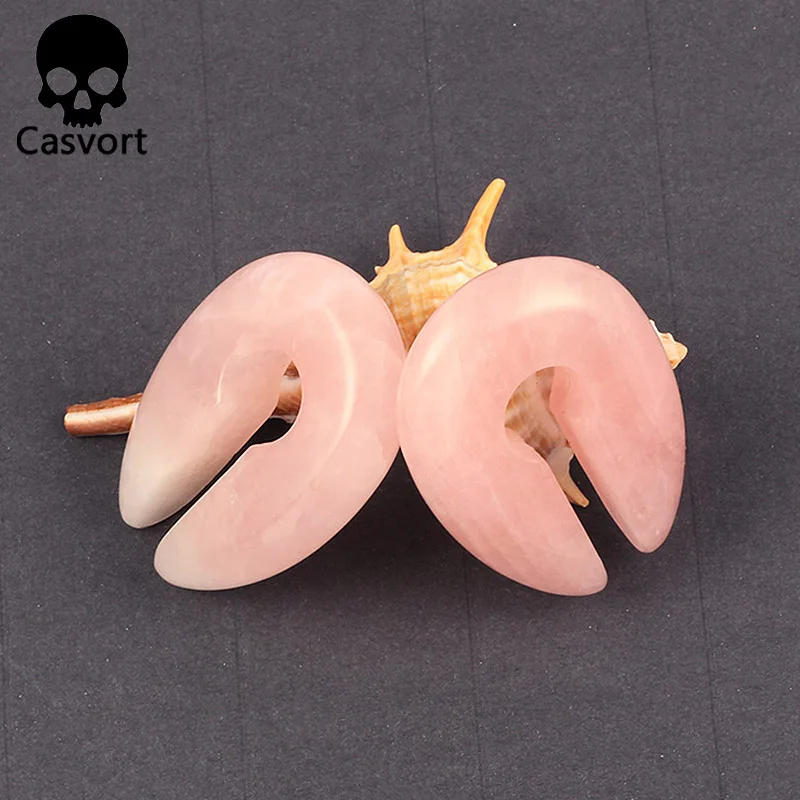 Casvort 2 шт. Замочная скважина розовый опал уха грузики Подвески Плаги для ушей расширитель вес s пирсинг ювелирные украшения для тела, серьги-спирали уха - Окраска металла: pink