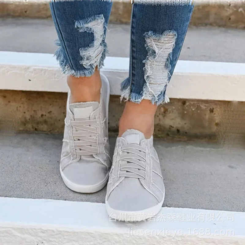 

Canvas Shoes Women Fashion Sneakers Denim Casual Shoes Female Summer Platform Sneakers Ladies Lace UpTrainers Basket Femme