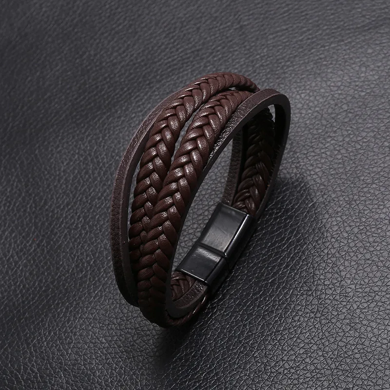 LETAPI New Fashion Classic Genuine Leather Bracelet For Men Hand Charm Jewelry Multilayer Male Bracelet Handmade Jewelry - Image 3