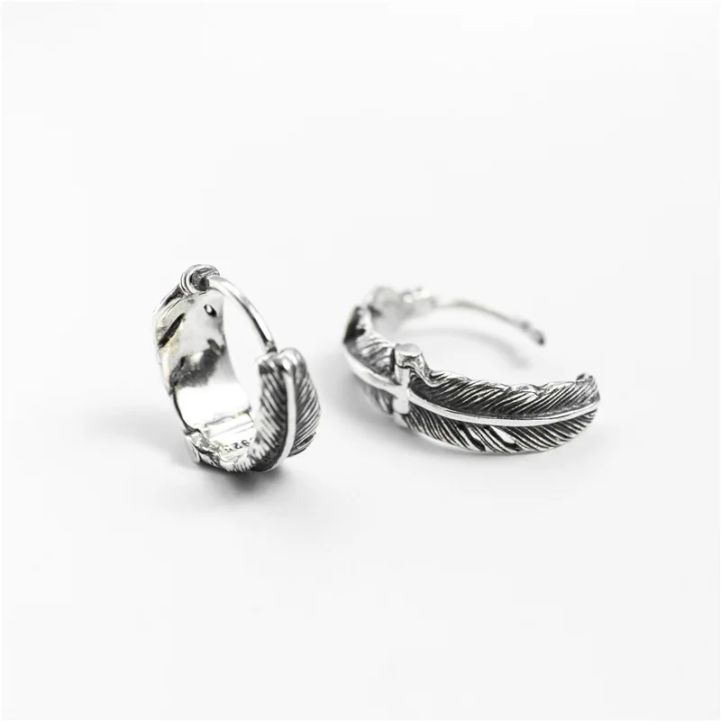 Серьги из перьев Tai-silver мужские стерлингового серебра 925 пробы ювелирные изделия винтажные гипоаллергенные серьги-кольца для женщин унисекс серьги