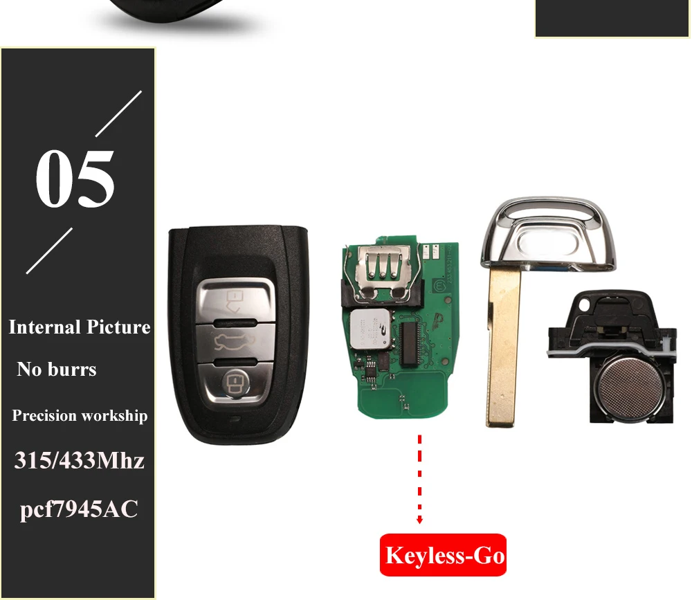 Jingyuqin 315/433/868 Mhz pcf7945AC Chip Smart Remote Auto Schlüsselanhänger Für Audi A4 A5 A6L A7 A8 Q5 Keyless Go 754J 754D/H/F/C/B – Detail 10