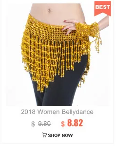 Women Belly Dance Clothing Accessories Teardrop Paillettes Fringe Wrap Elastic Base Tie-Dye Triangle Belts Coins Hip Scarf
