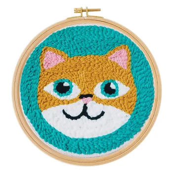 

21cm DIY Knitting Wool Rug Hooking Kit Handcraft Woolen Embroidery kit Gift with Embroidery Frame SKC Plastic Punch Needle - Cat