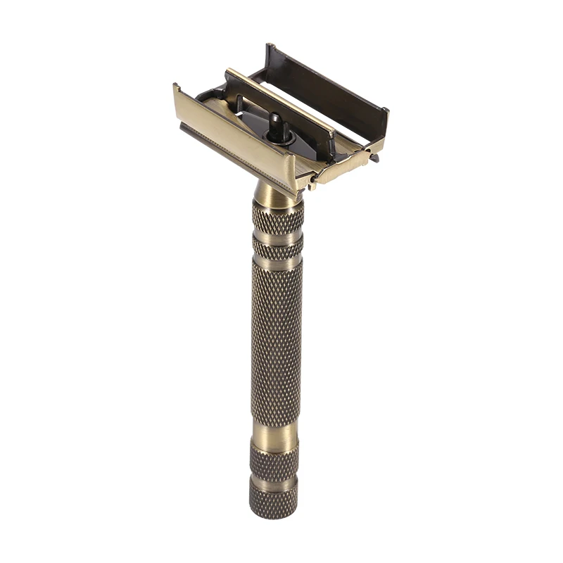 

New Brass Classic Double Edge Razor Manual Shaver Long Non-slip Metal Handle Butterfly Open Razors