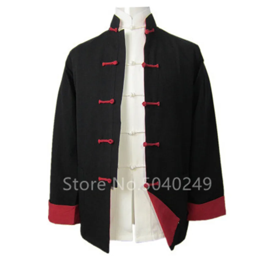 Tang Suit Top Men Shirt Long Sleeve Jacket Cardigan Traditional Chinese Clothing Cotton Stand Collar Buckle Kung Fu Clothing