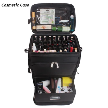 

Women Cosmetic case,Nails Makeup Toolbox Rolling Suitcase,Multifunction Beauty Tattoo Box Trolley Luggage