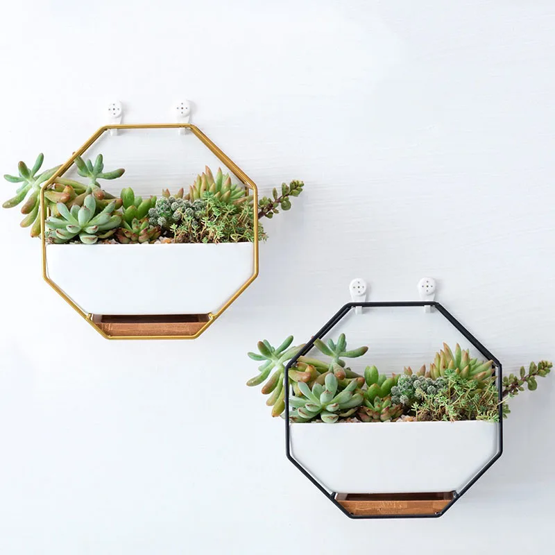 

Ceramic Flower Pot Wall Vase Modern Iron Art Succulent Plant Pot Home Living Room Hanging Flower Pot Home Decor Wall Planter