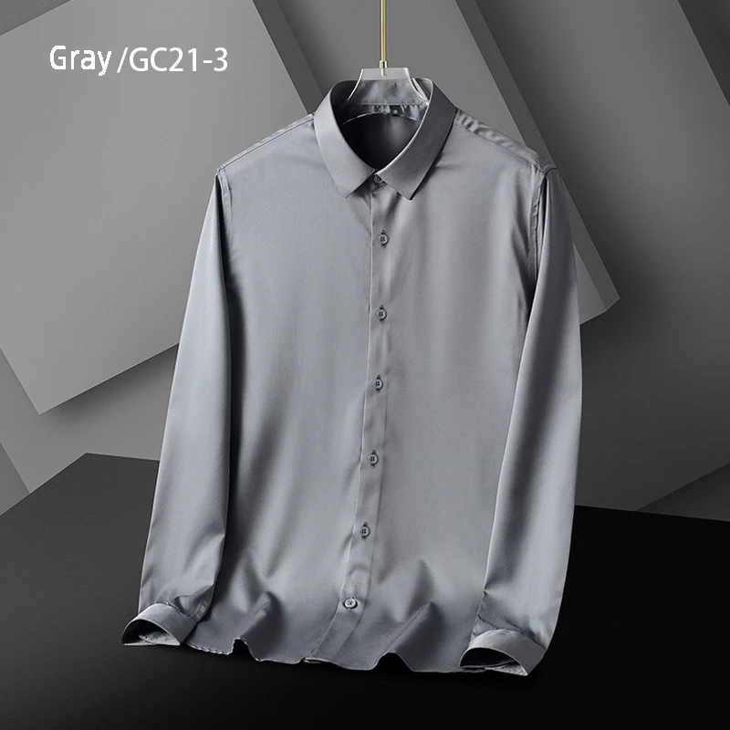 mens short sleeve shirts clearance Men's Long Sleeves Shirt Stretch Non-iron Anti-wrinkle Men's Business Self-cultivation Casual Solid Color Men Spring And Summer black short sleeve button up Shirts