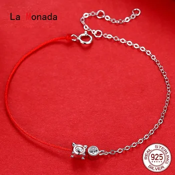 

La Monada Zodiac Pig Red Thread For Hand 925 Sterling Silver Bracelet Red Thread String Rope Bracelets For Women Silver 925