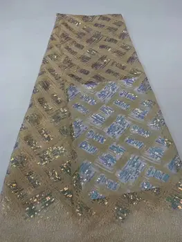 

New 2020 Gold African Milk sequins Lace Embroidery African Cord Lace 2019 Switzerland French Nigerian Lace Fabrics High Quality
