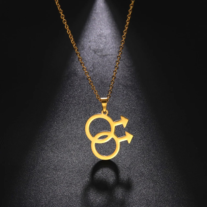 Double Male Symbol - Sleek Style Gay Pendant - LGBT Gay Necklace - Pride  Shack