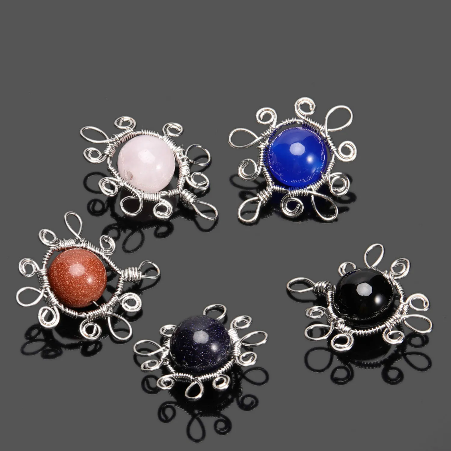 Natural stone hand-wound transfer bead pendant Semi-finished creative For jewelry making DIY necklace accessories | Украшения и