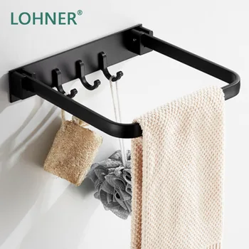 

Lohner Folding Bathroom Organizer Shelf Towel Rack Wall-Mounted Rack Alumimum Hanging Basin Hook Corner Storage Holder Shelves