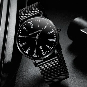 

ECONOMICXI Watch Men Gold Watch Quartz Men Watch For Men Black Wristwatch Male Colock montre homme zegarek meski horloges mannen