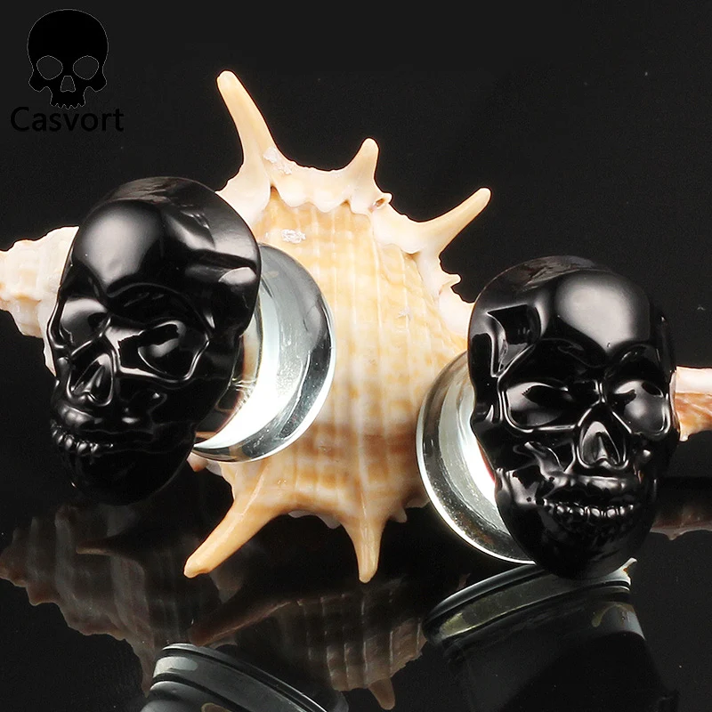 Casvort 2 шт. стеклянные украшения для пирсинга уха серьги расширители для пирсинга пробки стричеры диаметры для ушей подарок для женщин и мужчин