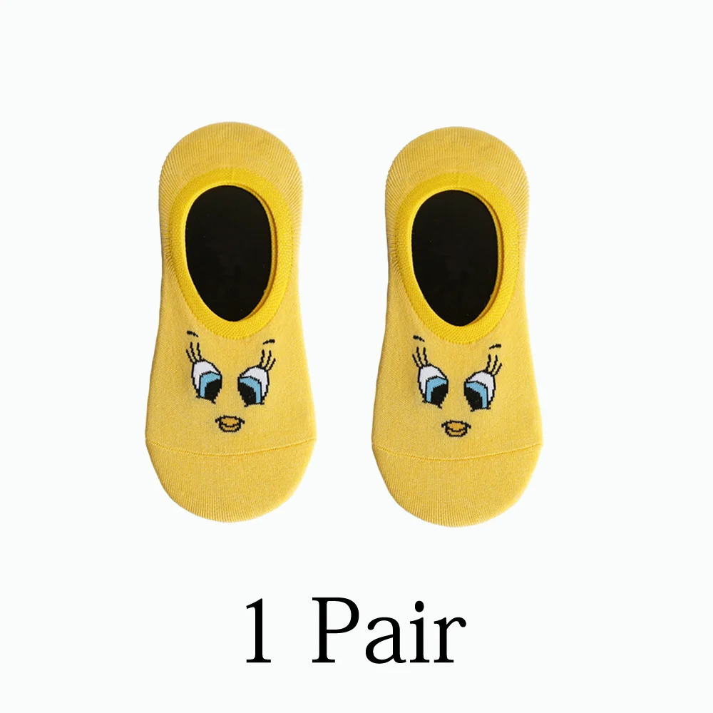 one pair 1 Для женщин носки в Корейском стиле летнее платье с милыми животными, Носки с рисунком медведя из мультика Мышь заниженные носки тонкие милые невидимые силиконовые Нескользящие носки-башмачки дропшиппинг - Цвет: one pair 1