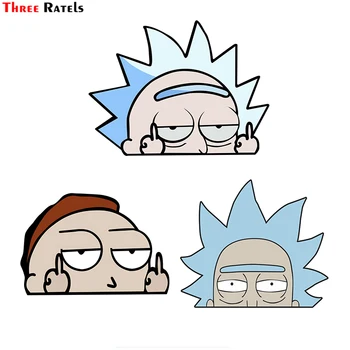 

Three Ratels FC138 Rick and Morty Middle Finger Funny Peeking Motorcycle Car Sticker Bumper Window Decal Vinyl Graffiti Sticker