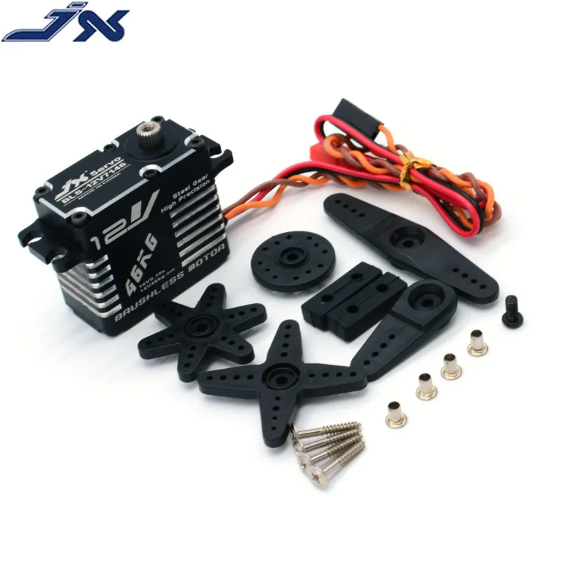 

JX Servo BLS-12V7146 46KG12V HV Steel Gear Full CNC Aluminium Shell Digital Standard Servo Waterproof for RC Robot 1/5 Car Heli