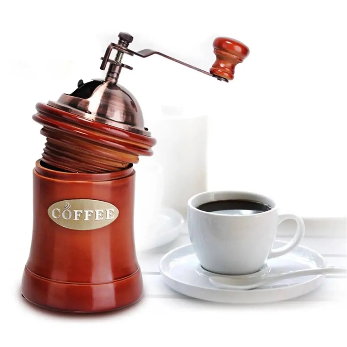 

NEW Retro Wooden Manual Coffee Grinder Mini Manual Coffee Mill Beans Nuts Grinder With High-quality Ceramic Grinding Core