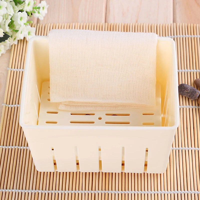 Tofu Press Mould Kitchen Cooking Tool Set Homemade Tofu Mold Soybean Curd Tofu Making Mold With Cheese Cloth DIY Plastic