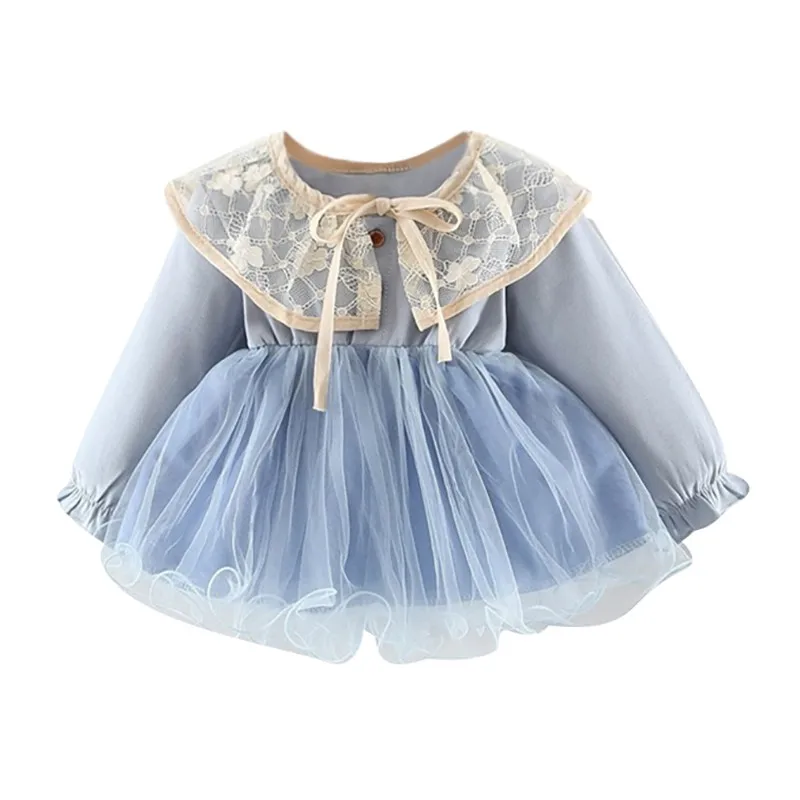 L Милое платье для маленьких девочек; сезон весна-осень; милое кружевное Сетчатое платье с воротничком для куклы; костюм принцессы на день рождения; Одежда для младенцев - Цвет: L