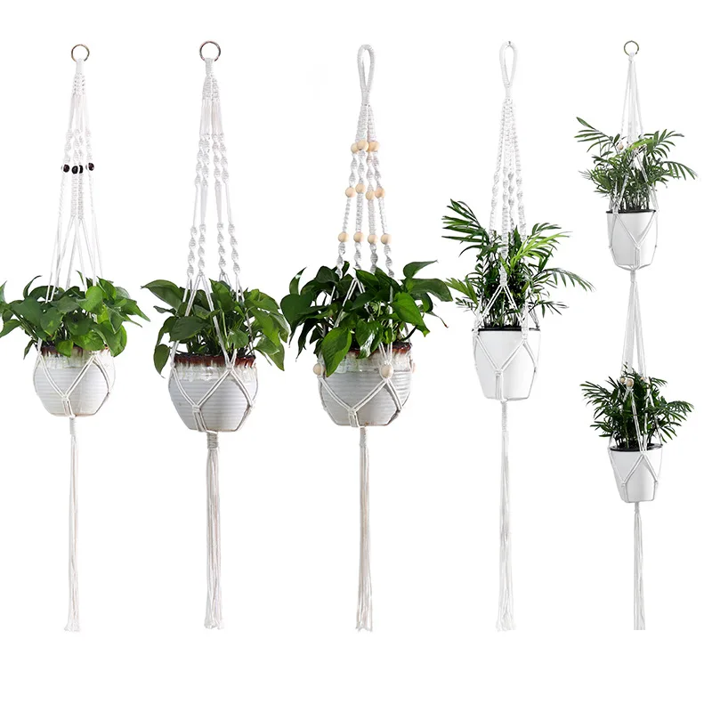 

1pcs Hanging Baskets Flowerpot Plant Holder Handmade Macrame Plant Hanger Net For Countyard Outdoor Balcony Home Wall Decoration