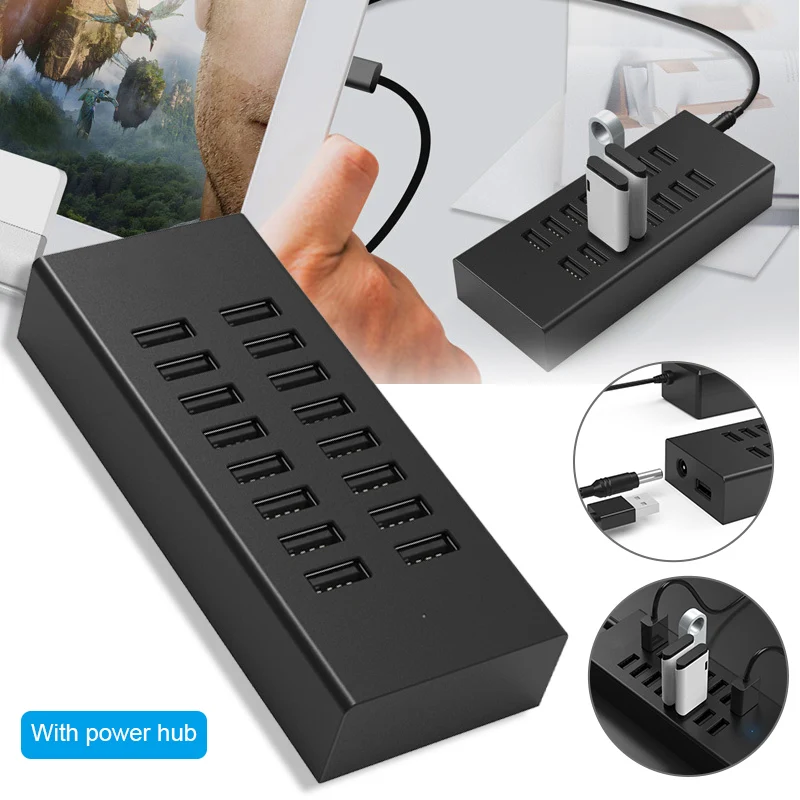 16 портовый промышленный Класс сплиттер независимых Питание USB2.0 usb концентратор с