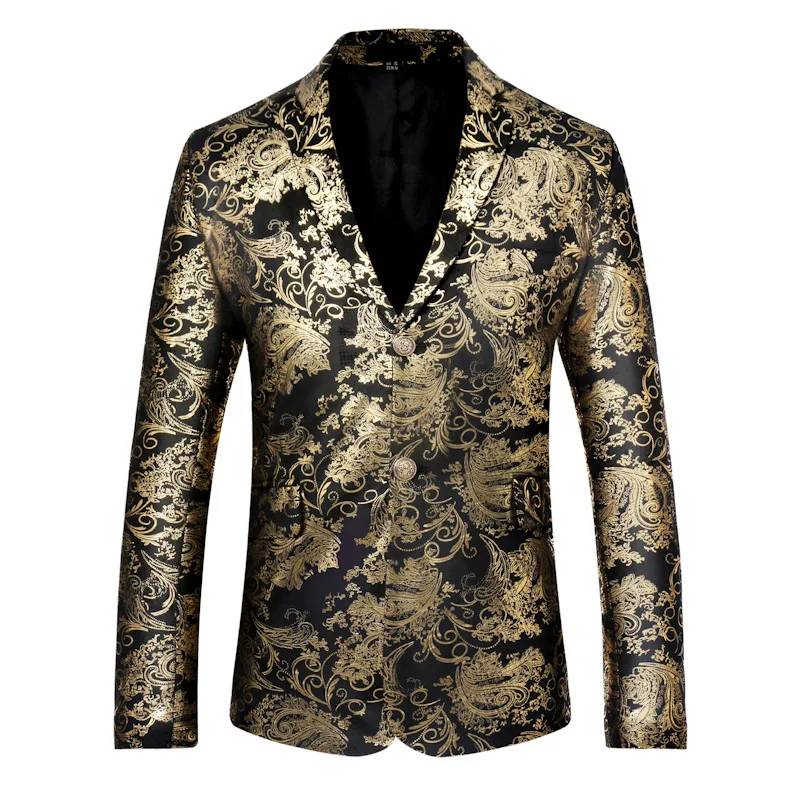 

Spring And Autumn Fashion England Palace Style Printed Suit Men Casual Single Breasted Small Suit MEN'S Outerwear